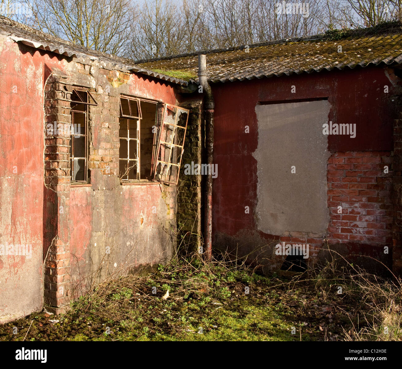 Derelict Buildings at old RAF WIckenby, Lincolnshire March 2011 Stock Photo Alamy
