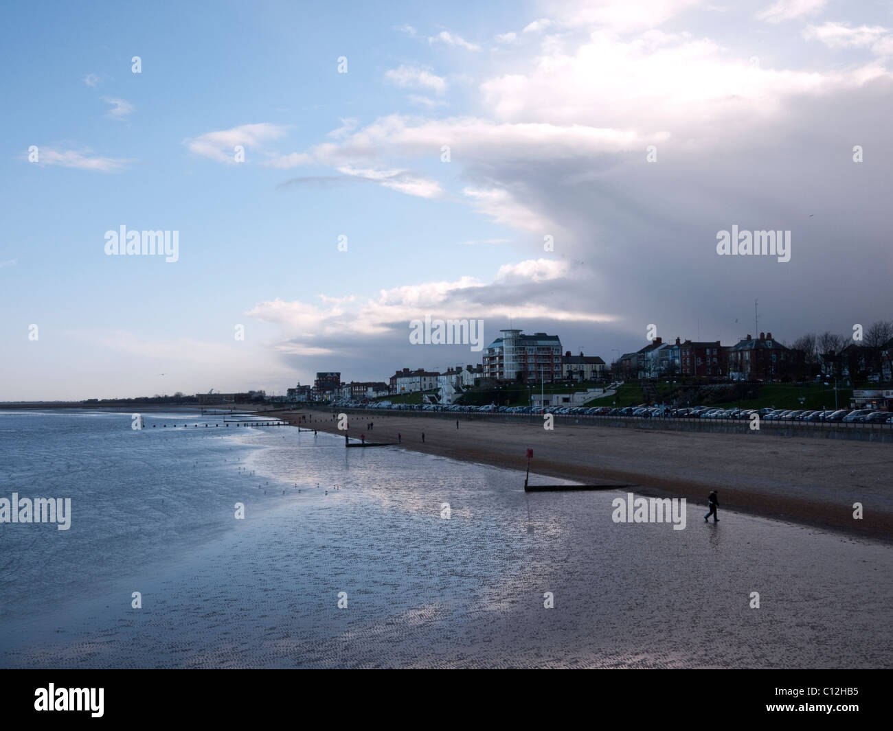 Beach at Cleethorpes North East Lincolnshire Feb 2011 Stock Photo