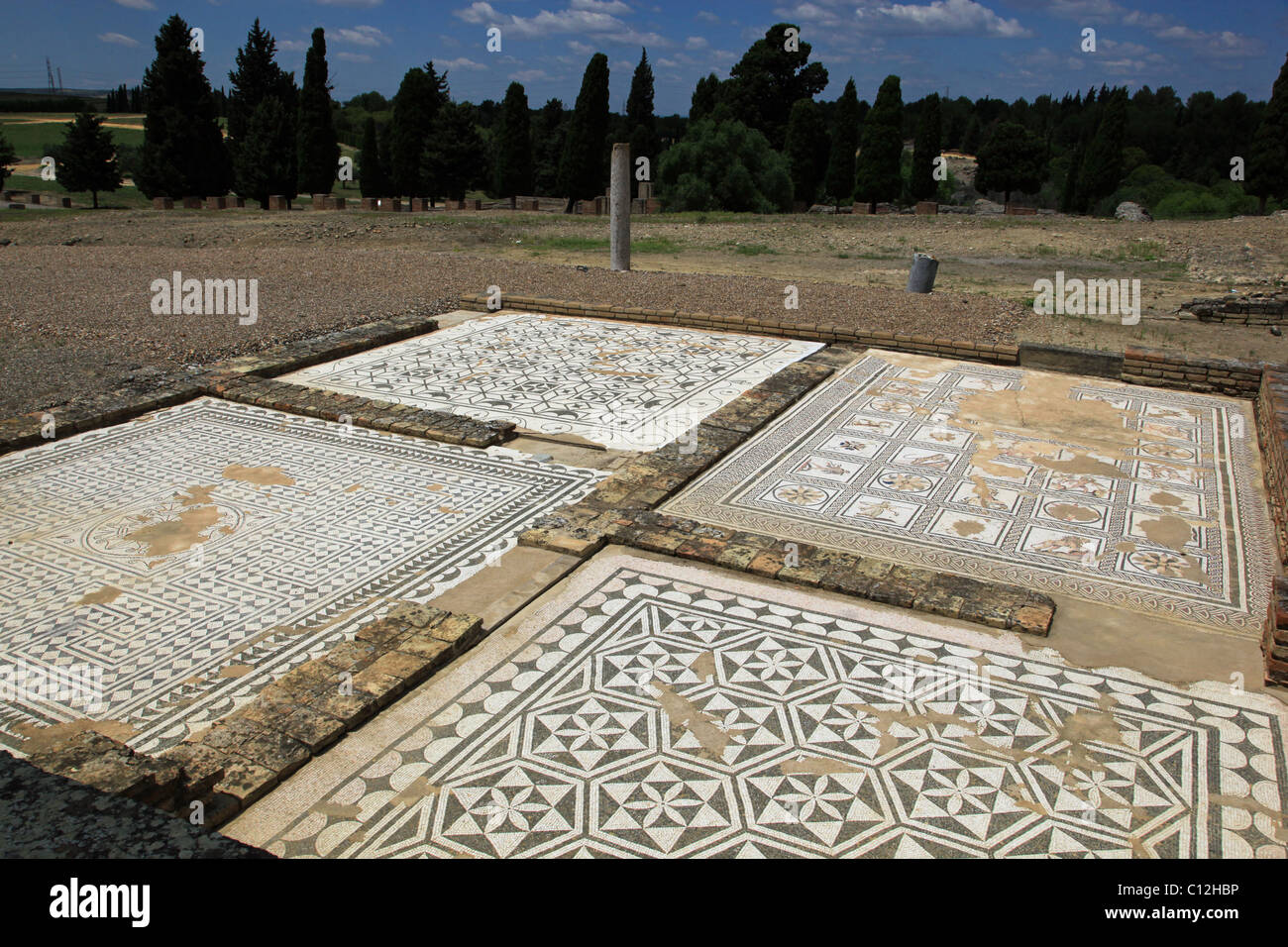Roman floor mosaics at Italica, Seville, Spain Stock Photo