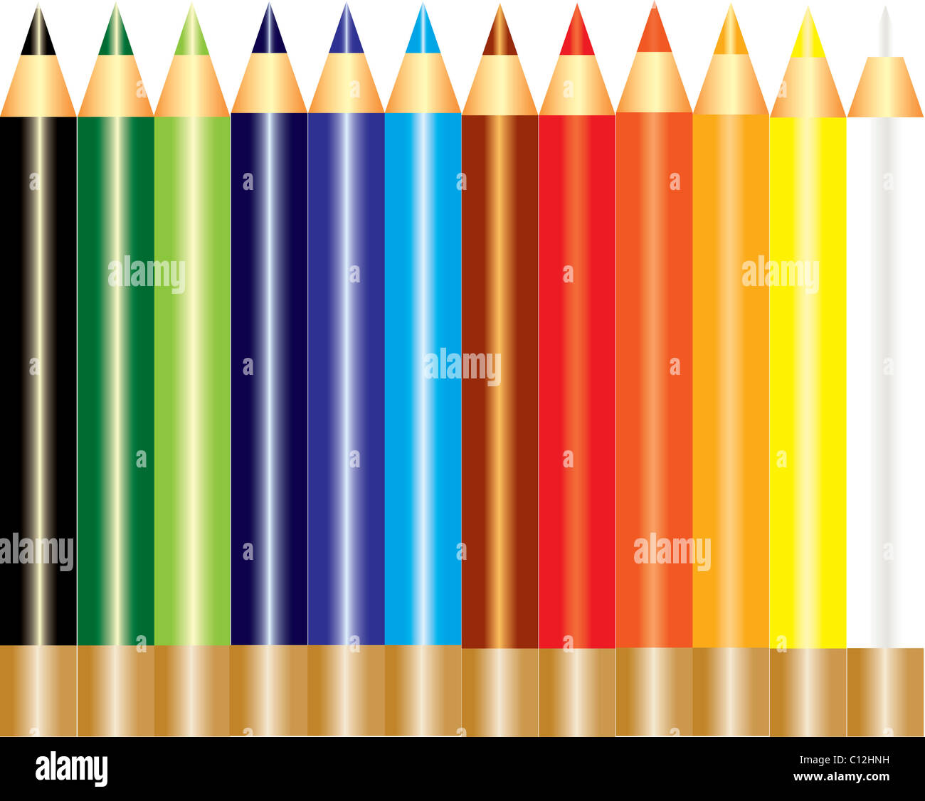 A set of rainbow color pencil Stock Photo