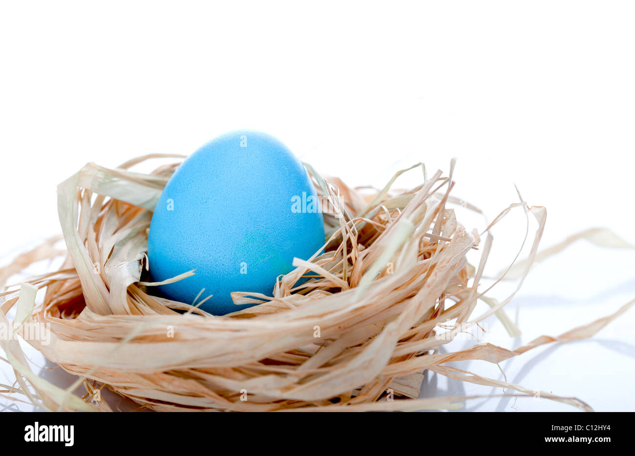 Easter egg nest isolated white background Stock Photo - Alamy