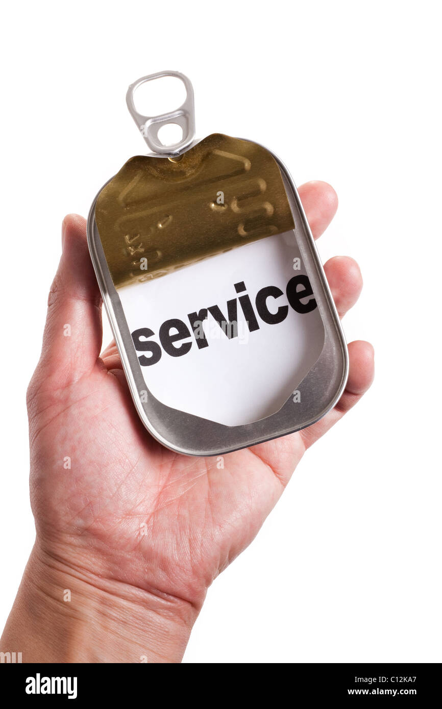 Can and word service, Concept of easy and timely assistance Stock Photo