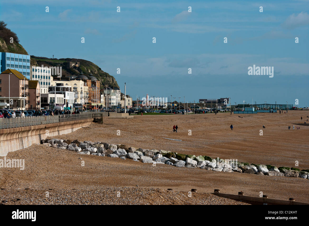 Hastings Seaside Seafront and Shingle Beach East Sussex England uk Stock Photo