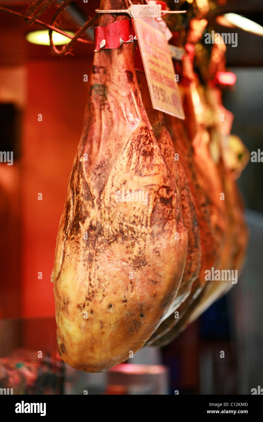 Dried ham hanging hi-res stock photography and images - Alamy
