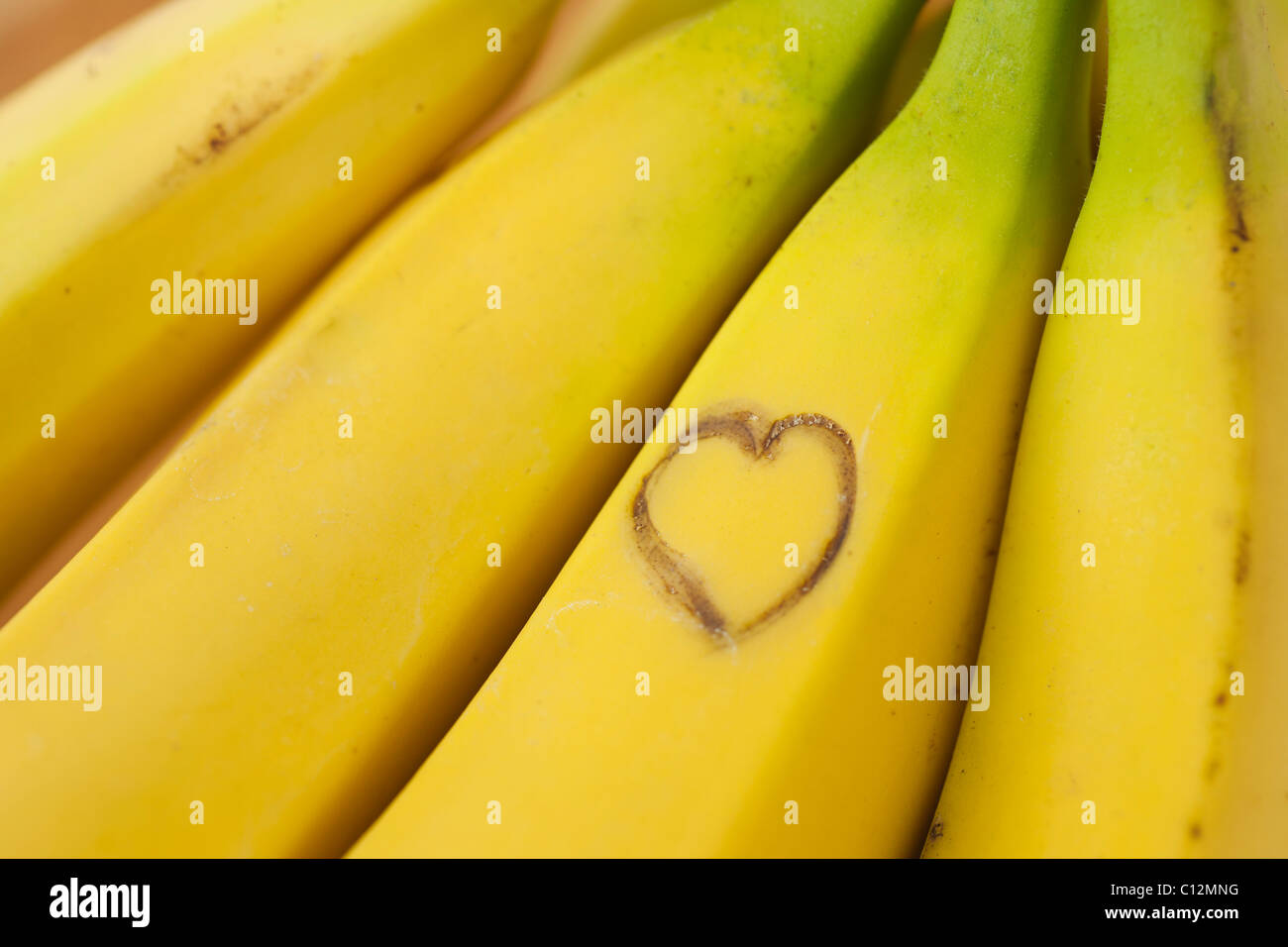 Heart shape on ripe bananas Stock Photo Alamy