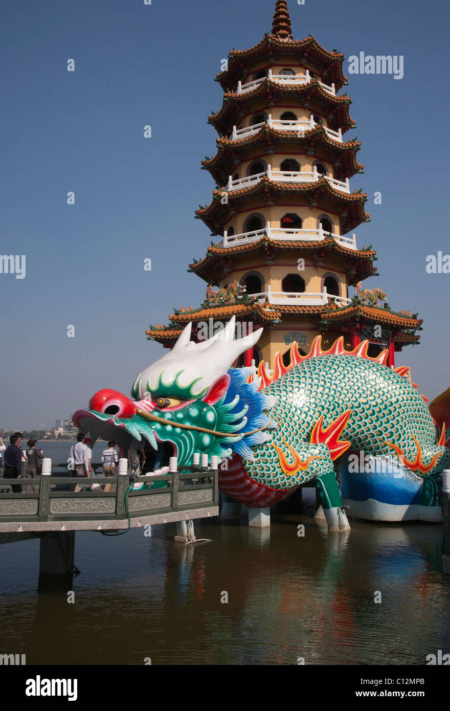 Dragon Temple at Lotus Lake Kaohsiung Taiwan Stock Photo