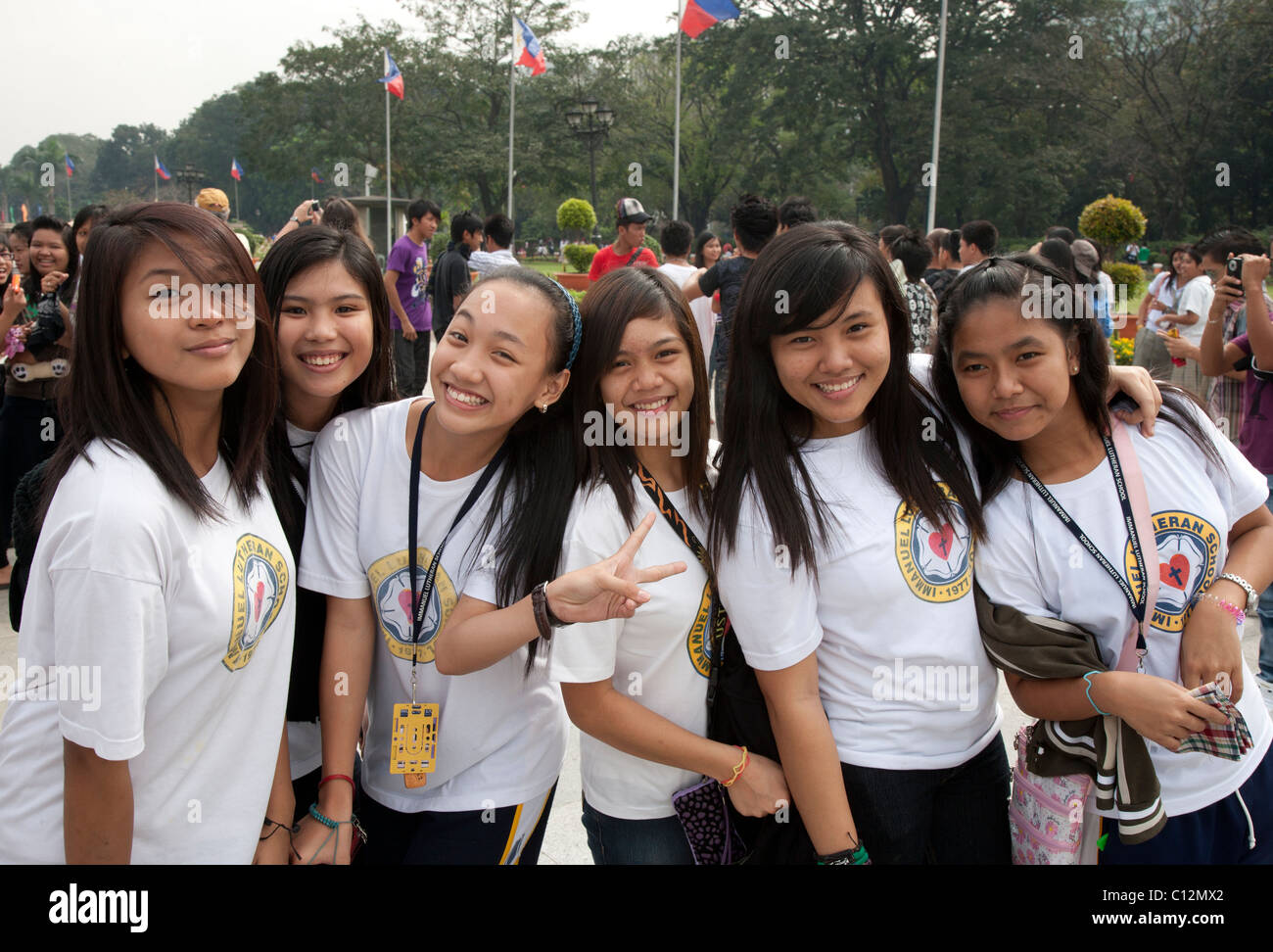 Filipina School Girls Stock Photo