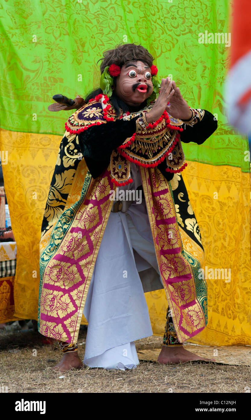 Performer at a temple festival in Padang Bai in Bali Stock Photo