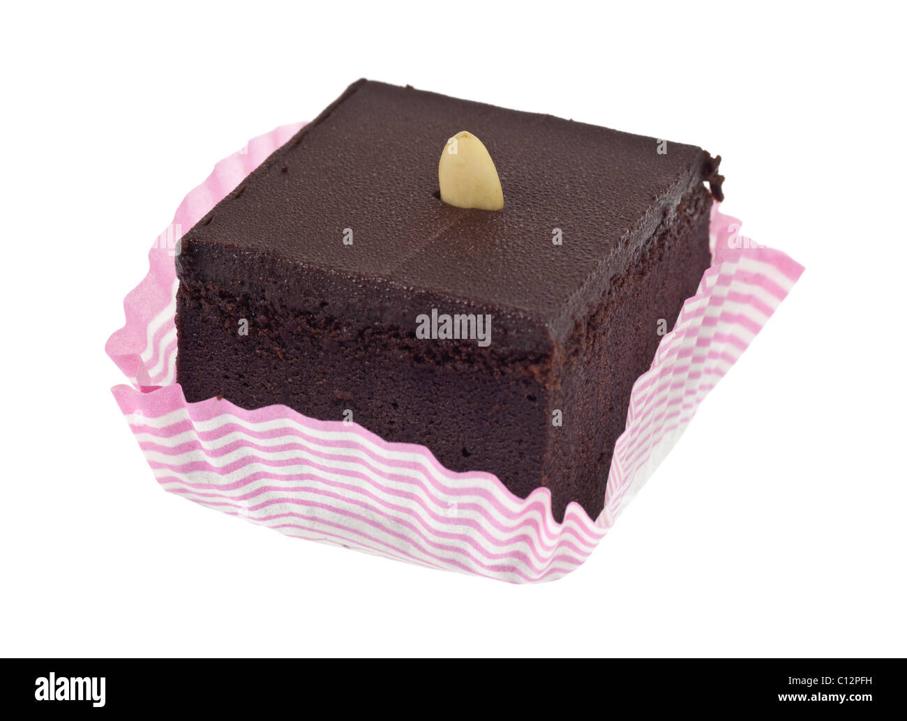 Piece of chocolate cake isolated on white background Stock Photo - Alamy