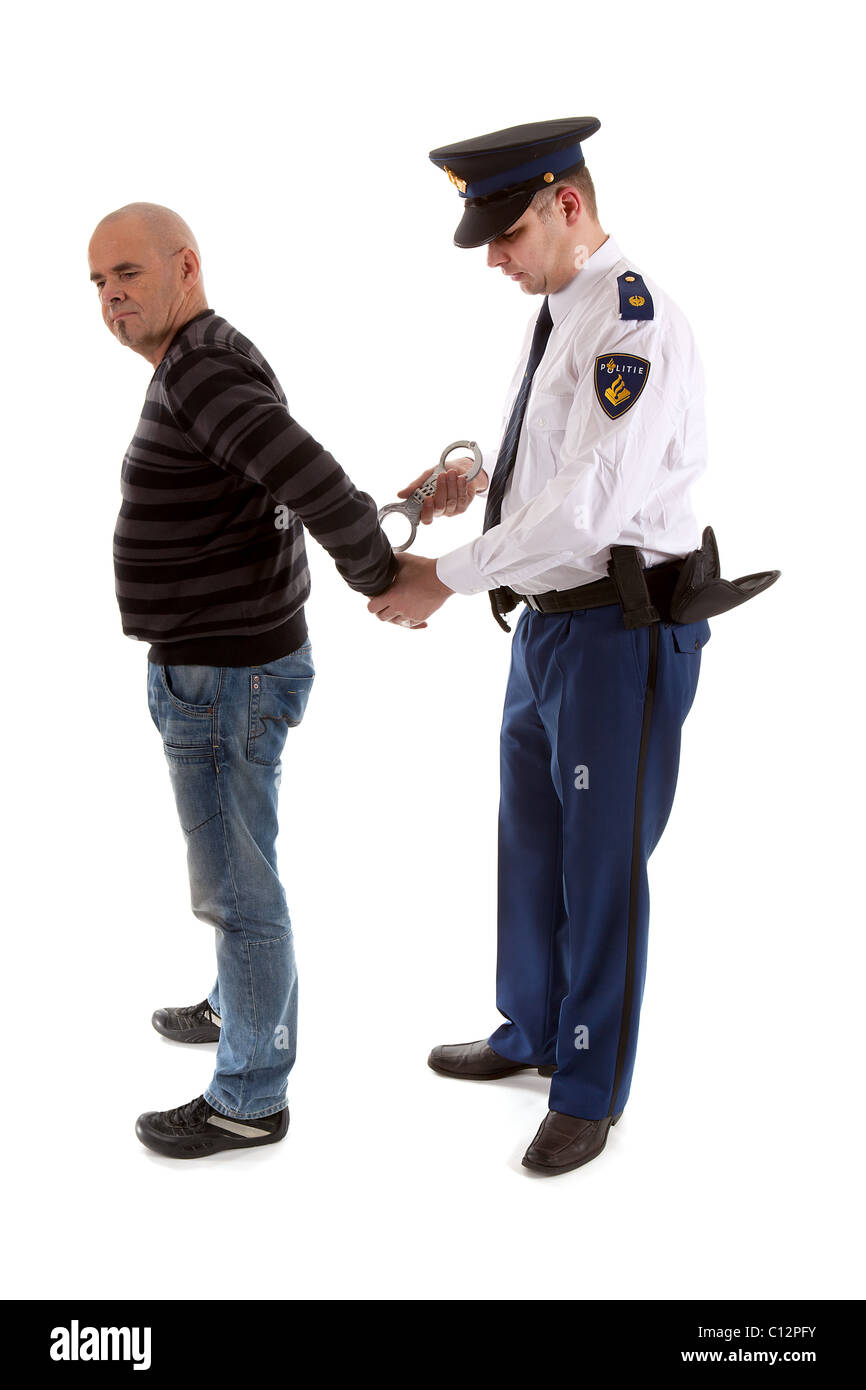 police-agent-is-making-a-arrest-over-white-background-C12PFY.jpg