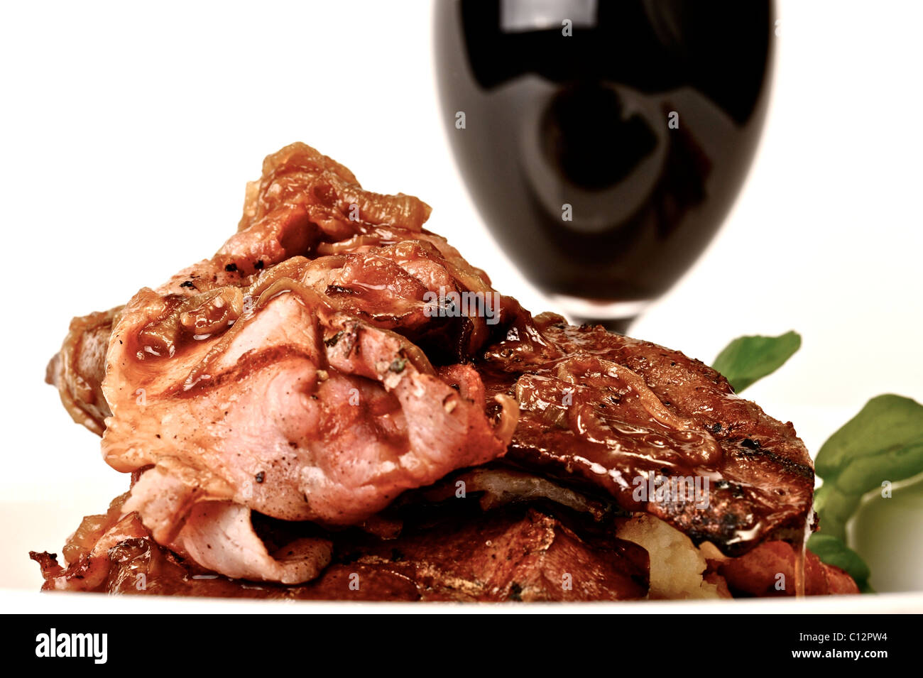 Lamb Liver with Bacon and Onion Gravy Stock Photo Alamy