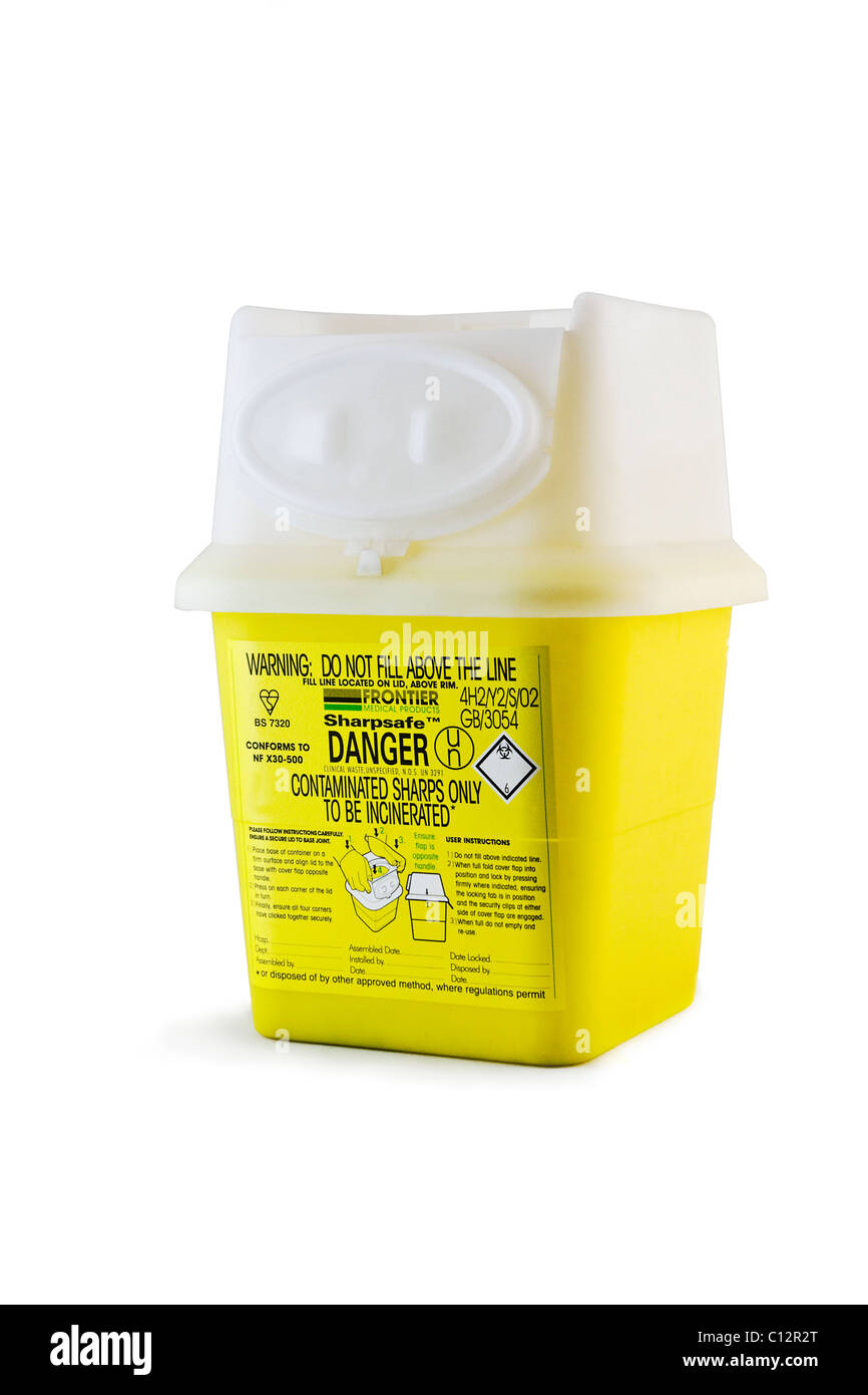 Sharpes box for used needles Stock Photo Alamy