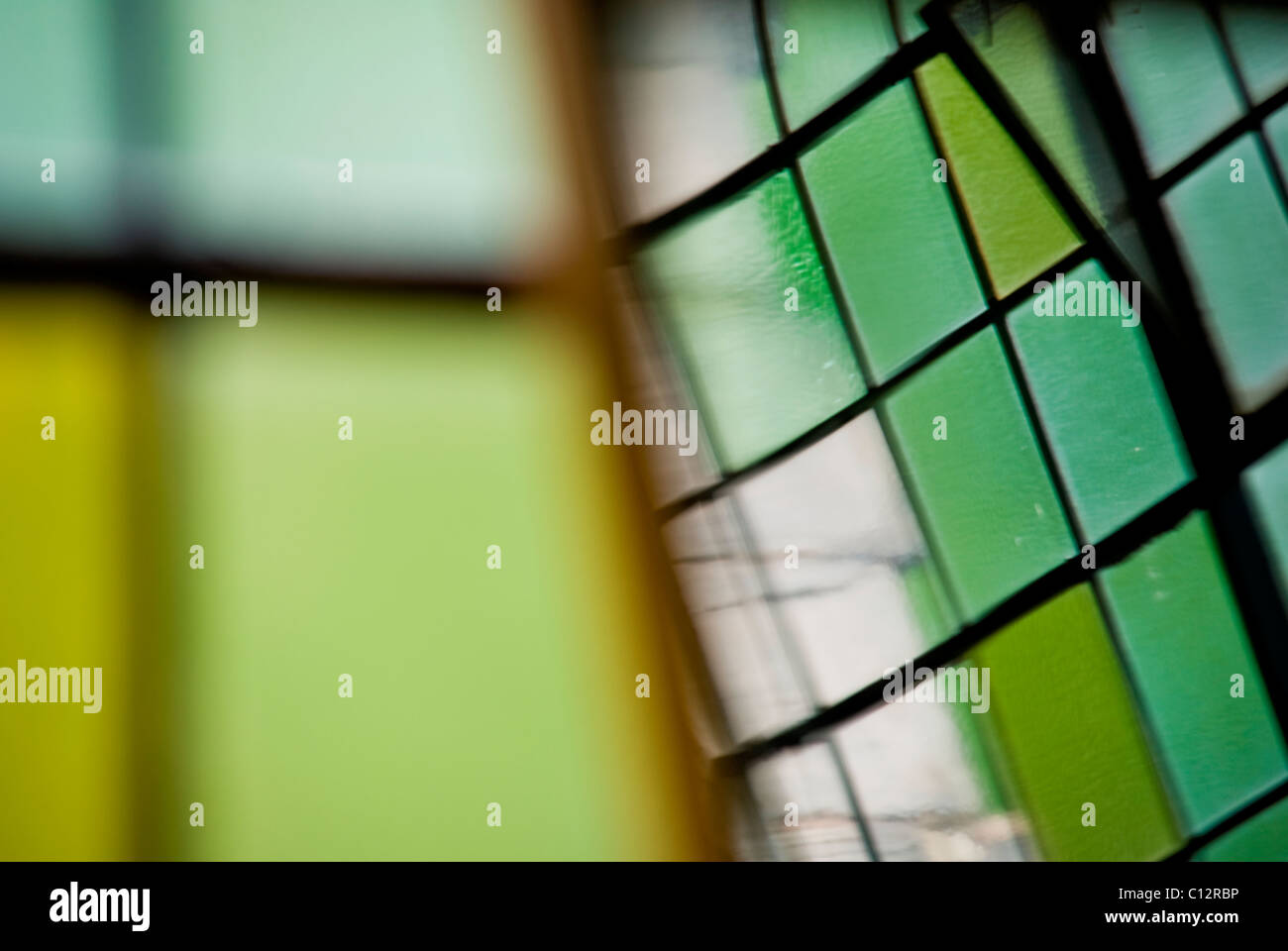 Green stained glass windows Stock Photo Alamy