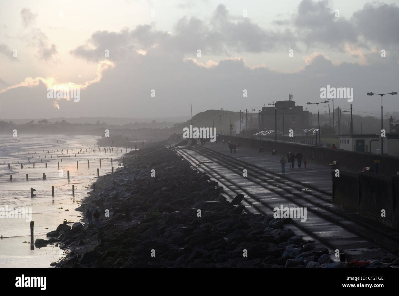 Harbour walls and sea defenses in Youghal, County Cork, Ireland Stock Photo