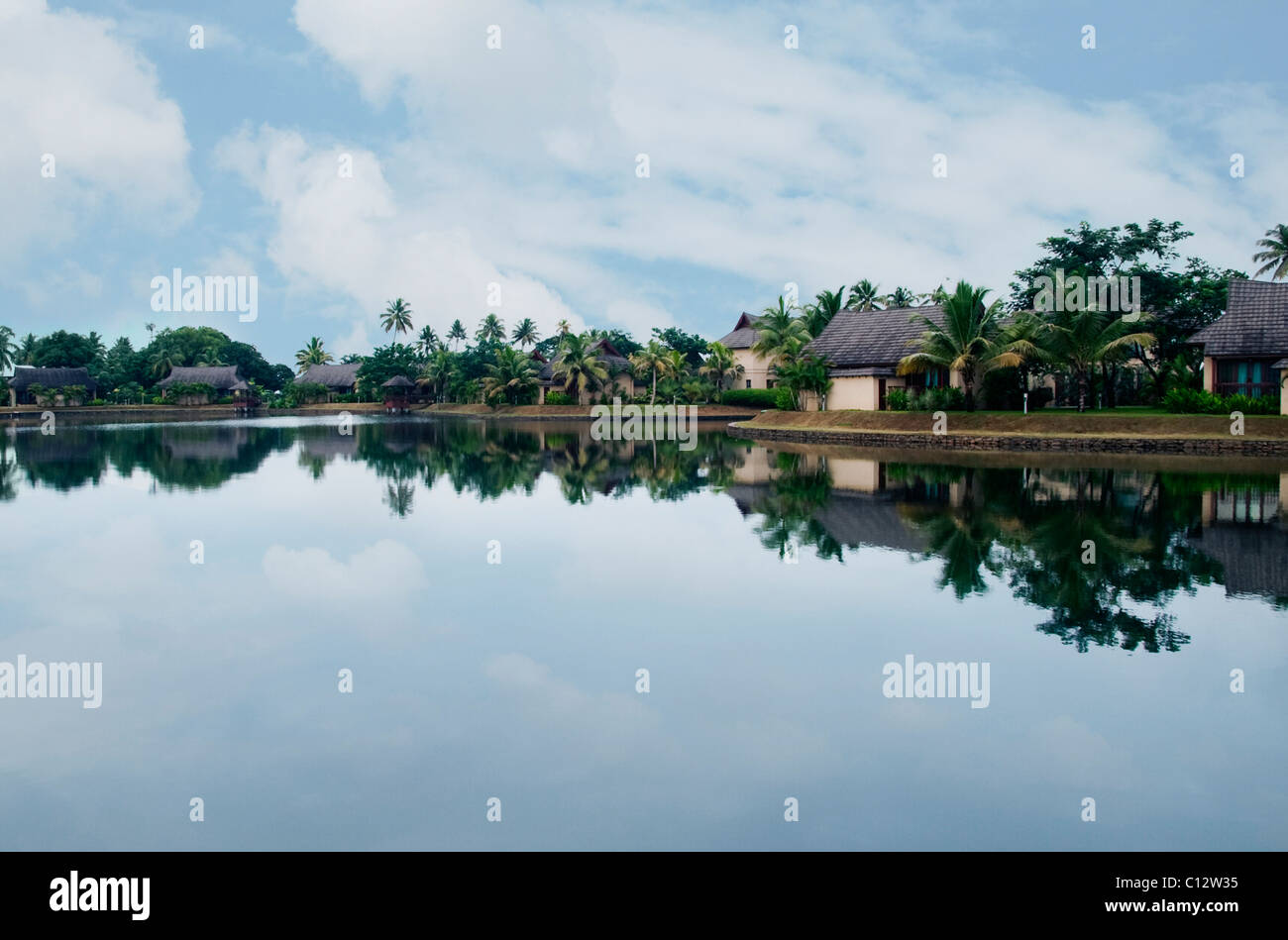 Tourist resort at the waterfront, Zuri Kumarakom Resort And Spa, Kumarakom, Kottayam District, Kerala, India Stock Photo