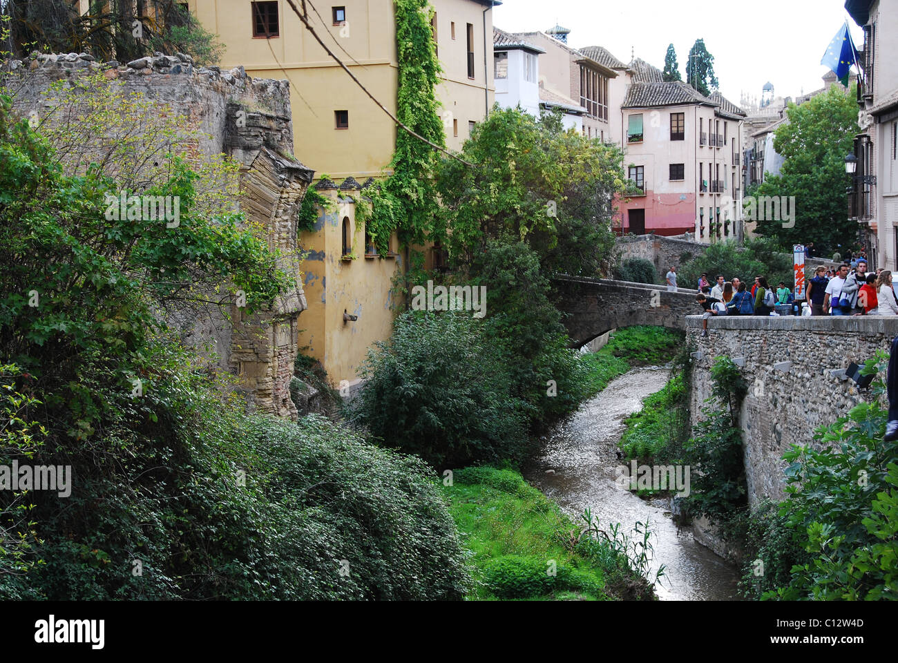 Balconies in Albaicin, Albayzin, Granada, Andalusia, Spain Stock Photo