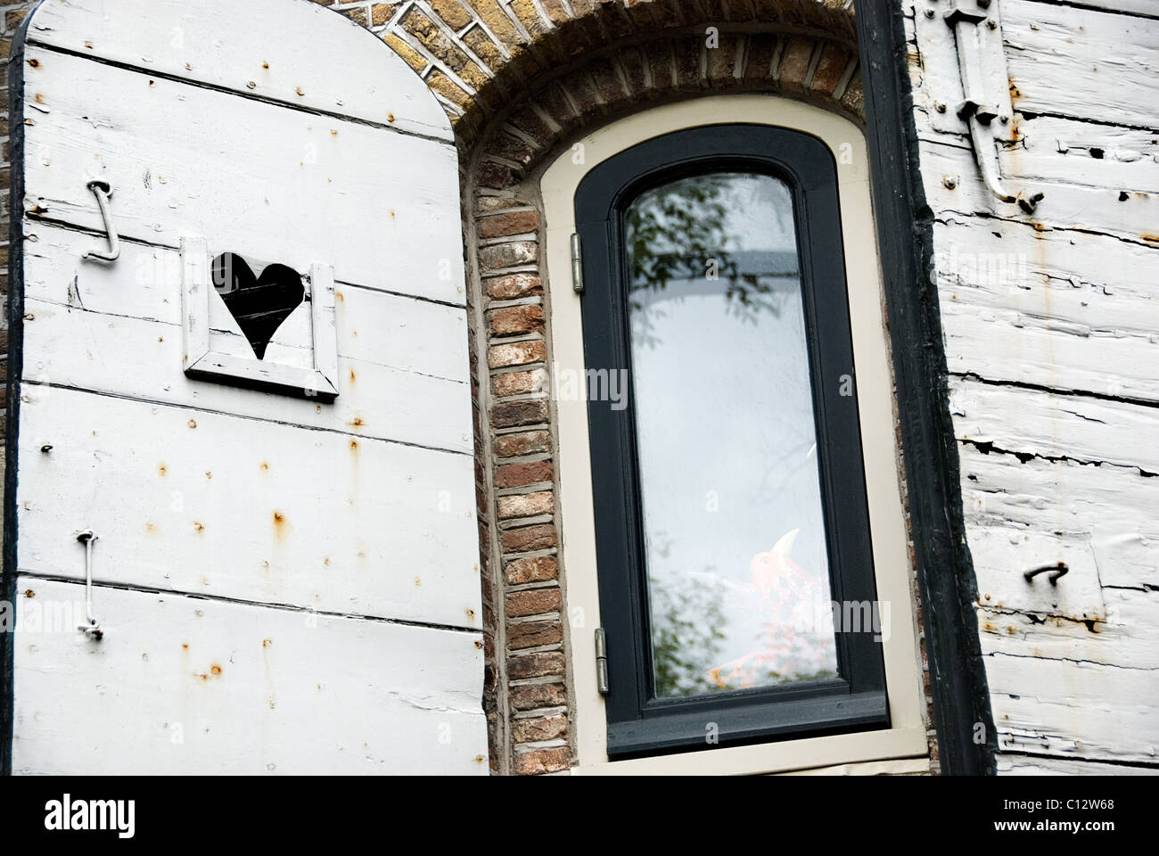 Heart carved shutters in Amsterdam, Holland Stock Photo