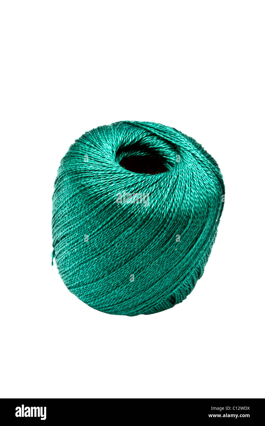 Green thread isolated on white background Stock Photo