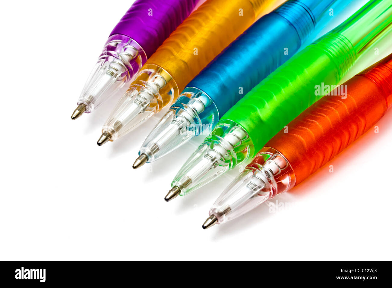 Colorful ballpoint pens isolated on white background Stock Photo - Alamy