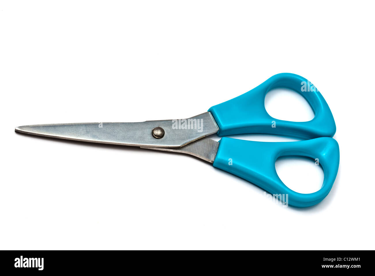 Blue scissors isolated on white background Stock Photo - Alamy