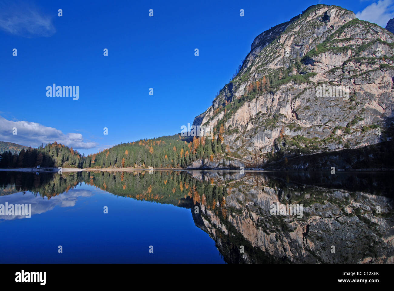 Pragser Wildsee, lago di braies, Alto Adige, Italy Stock Photo