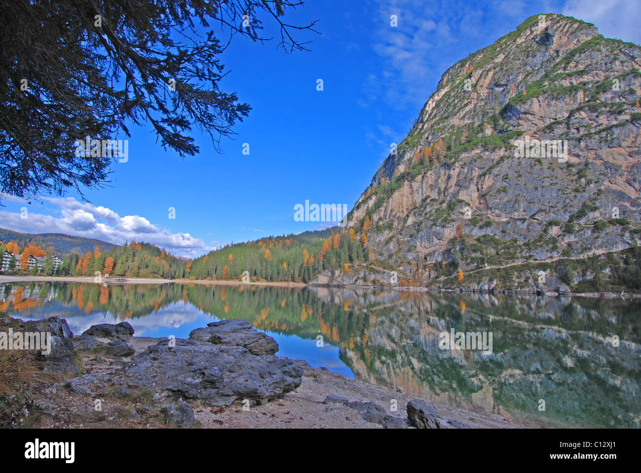 Pragser Wildsee, Lago die braies, Alto Adige, Italy Stock Photo