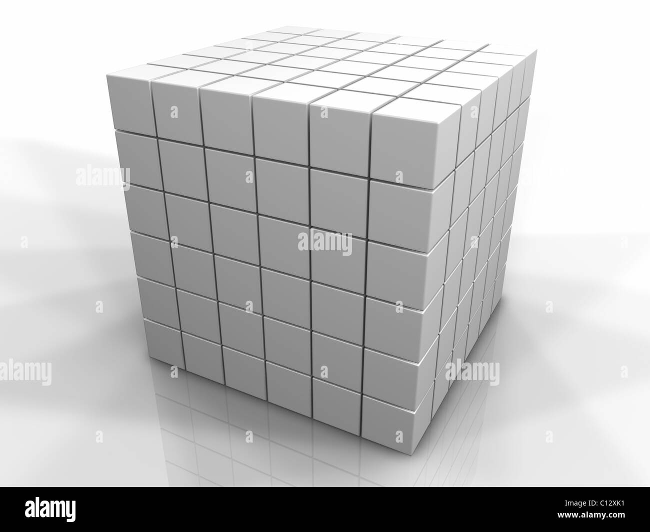 Large cube made of small cubes, abstract 3D rendering Stock Photo