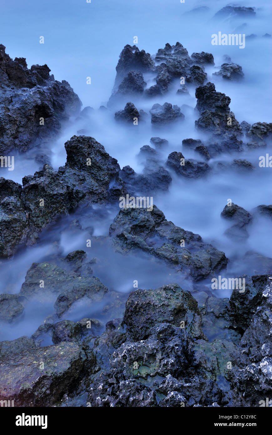 rocks in black sea waters near sevastopol Stock Photo