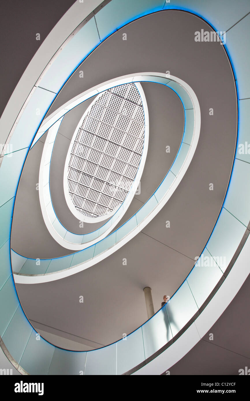 low angle view into staircase of office building Stock Photo