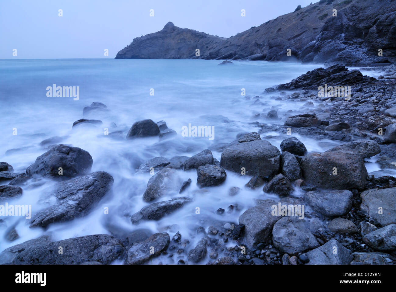 crimean black sea coast at robber bay Stock Photo