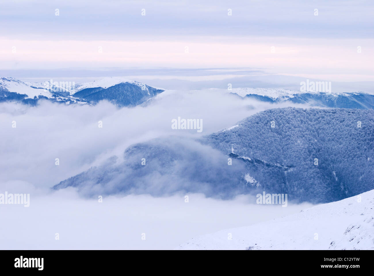 view from chatyr-dag mountain plateau on crimea in winter Stock Photo