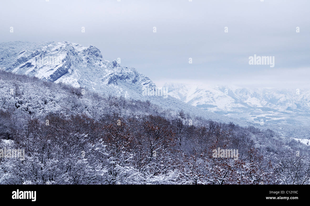 southern demergi mountain landscape on crimea in winter Stock Photo