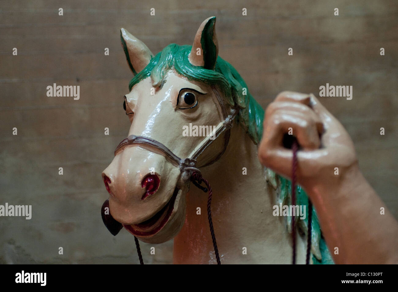 Glazed clay sculpture of a horse, How Wong Miu temple, Tai O village