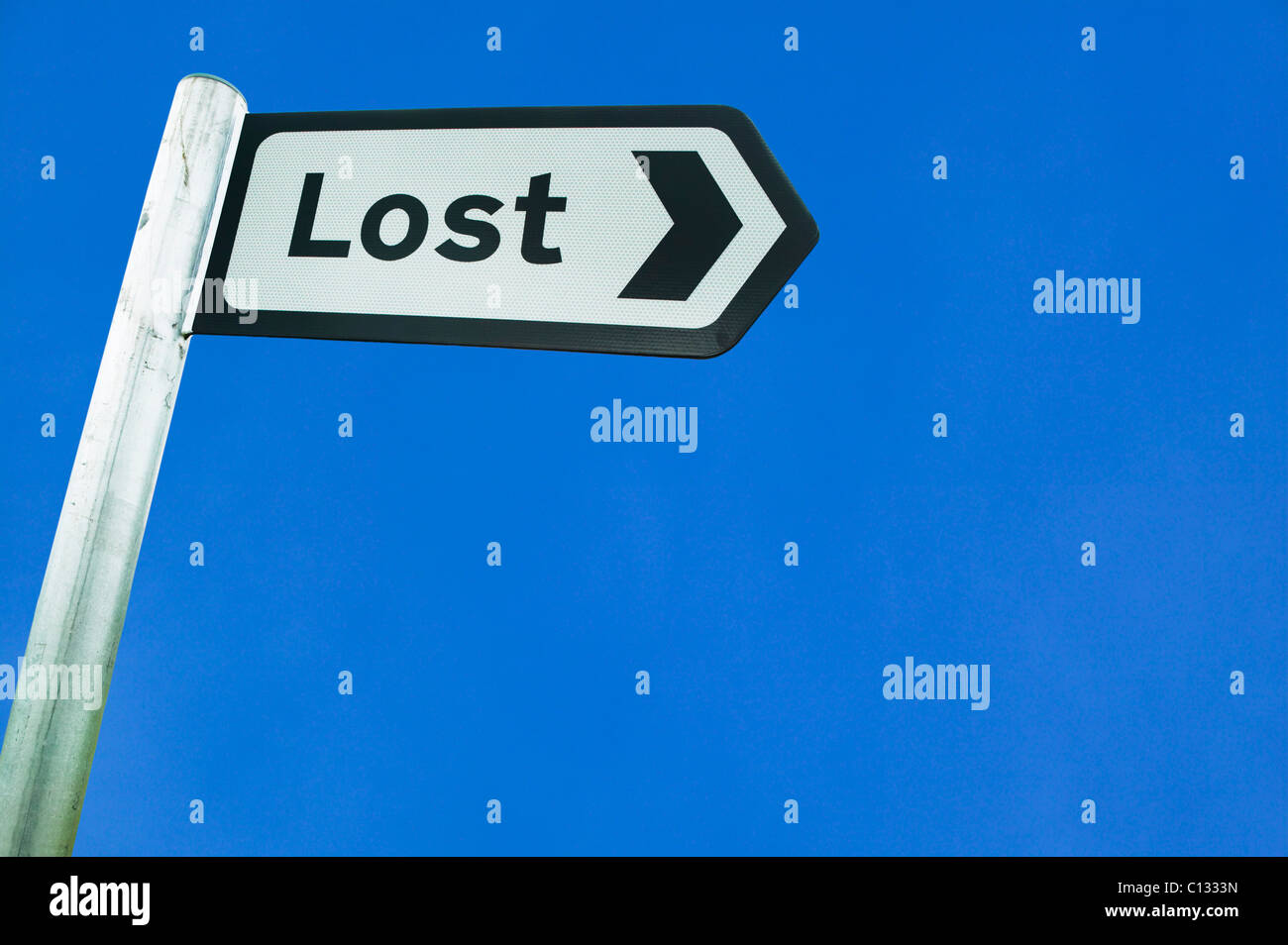 Lost. Strathdon, Aberdeenshire, Scotland. Road sign Stock Photo - Alamy
