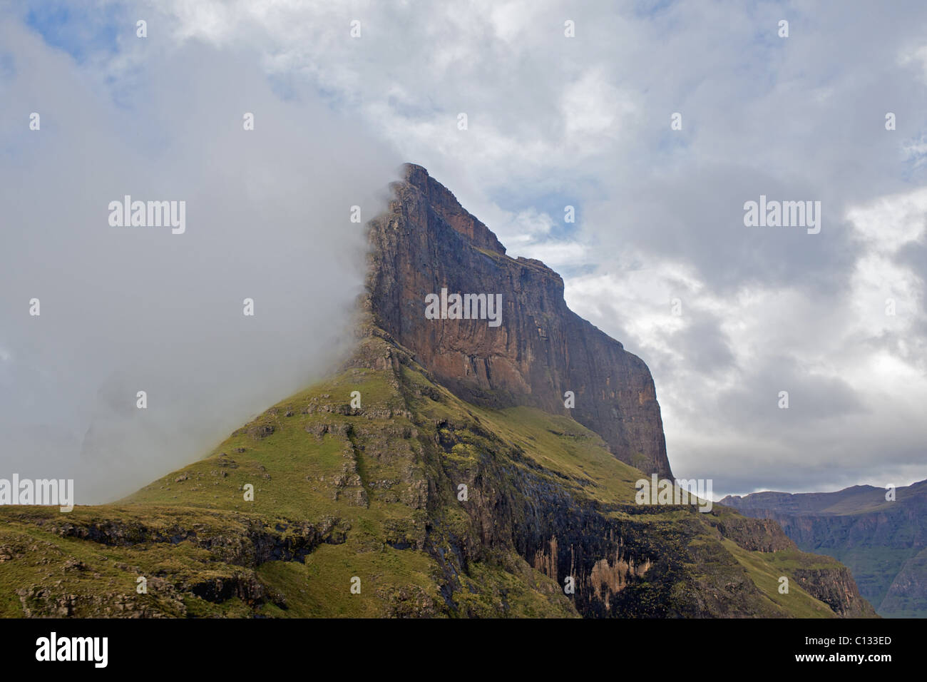 Cathedral Peak in clouds, Drakensberg, KwaZulu Natal Province, South ...