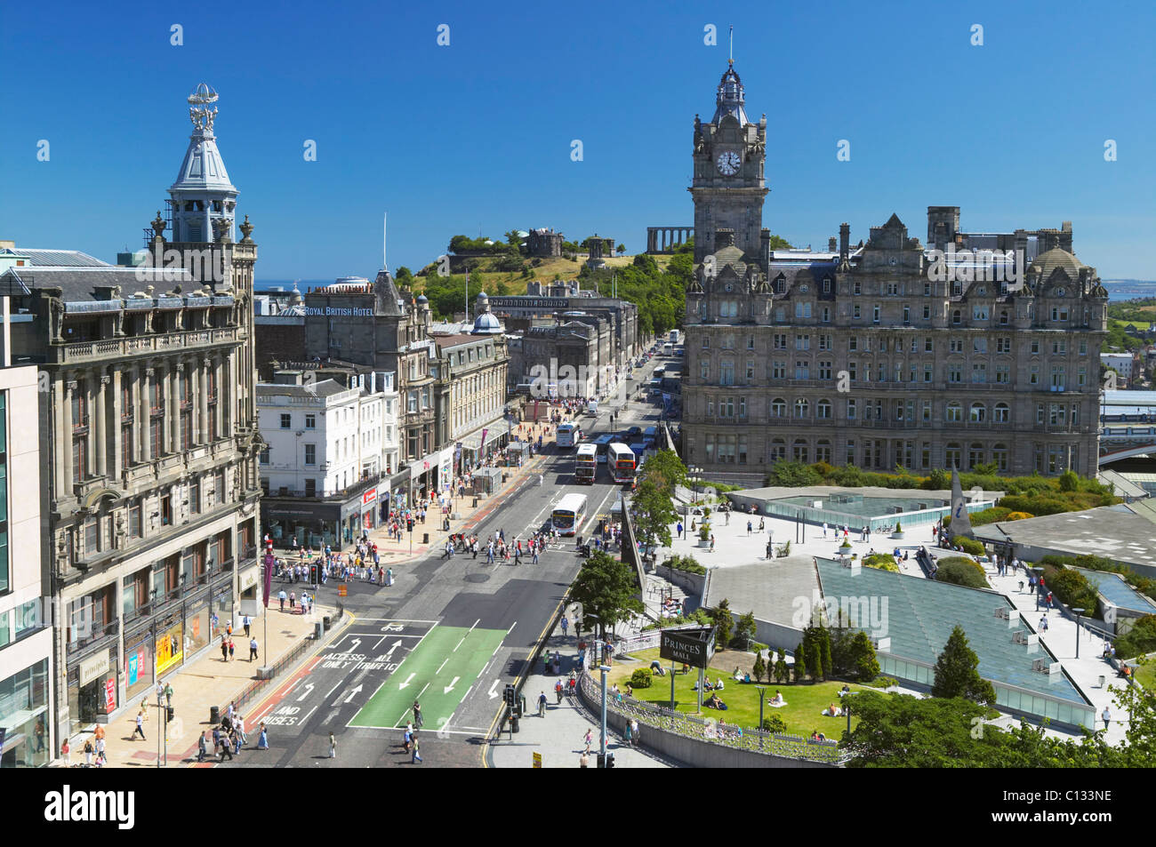 Princes Street Edinburgh Scotland View From The Scott Monument Along 