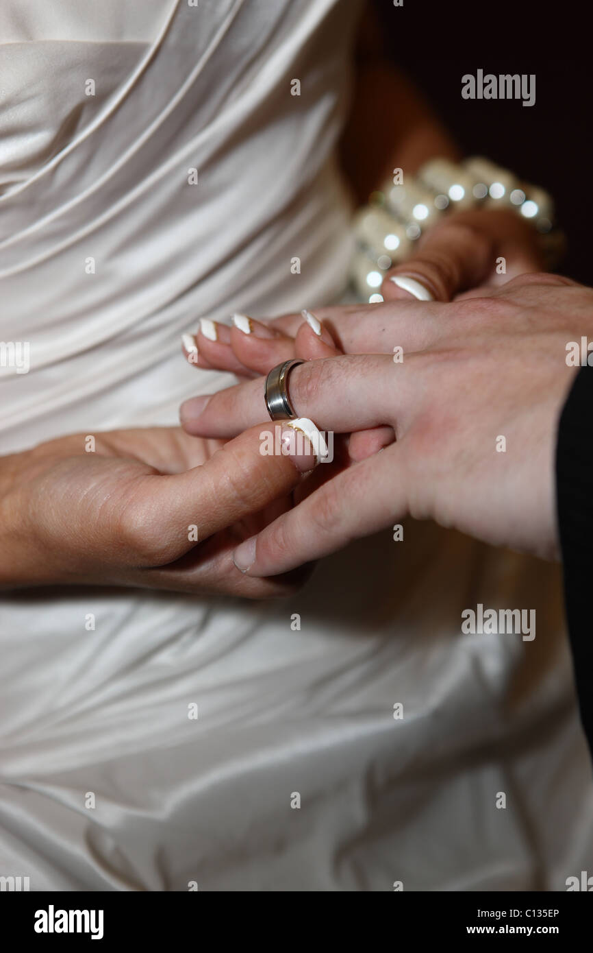 Exchange of rings during a wedding ceremony Stock Photo Alamy