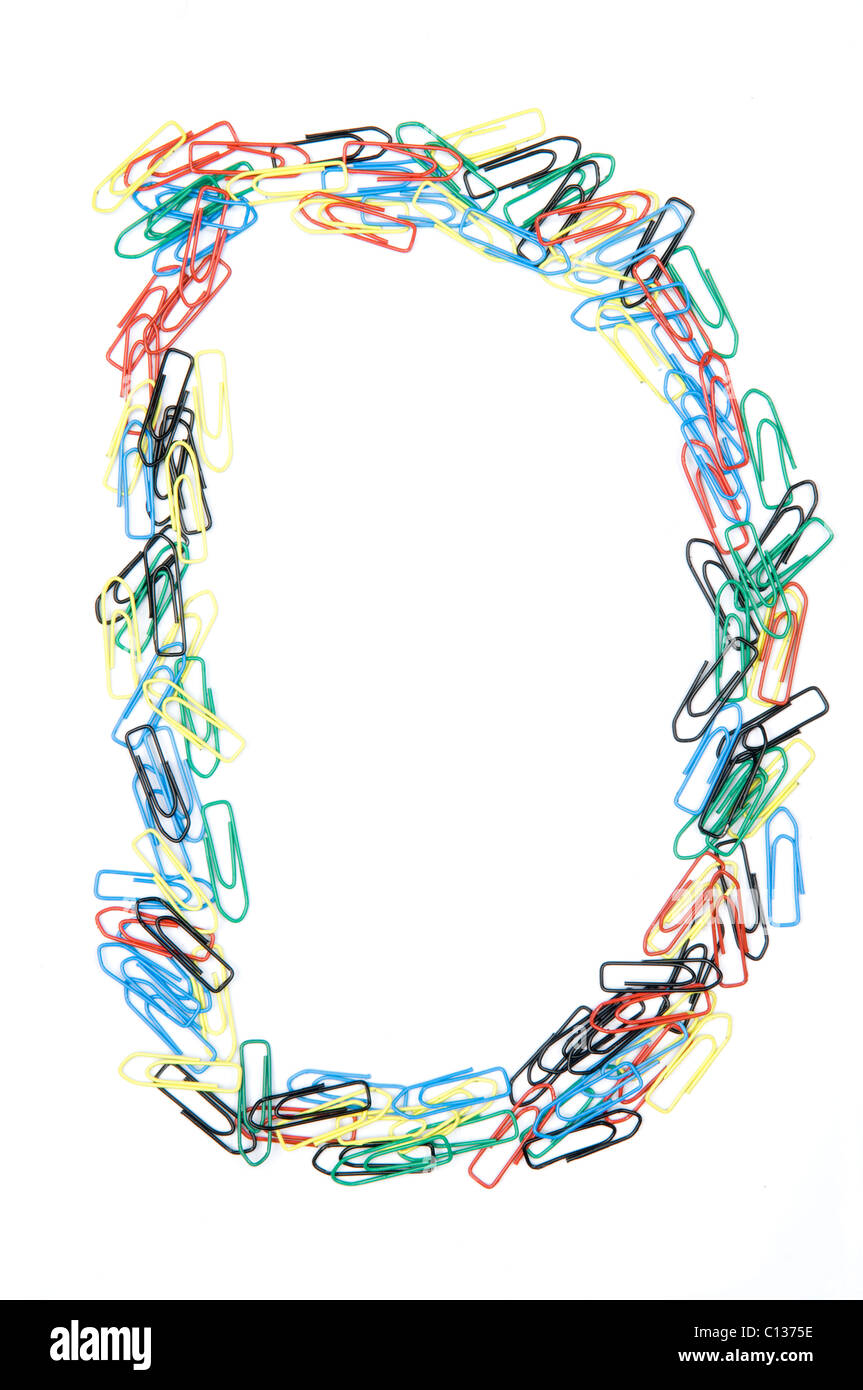 Letter D formed with colorful paperclips Stock Photo