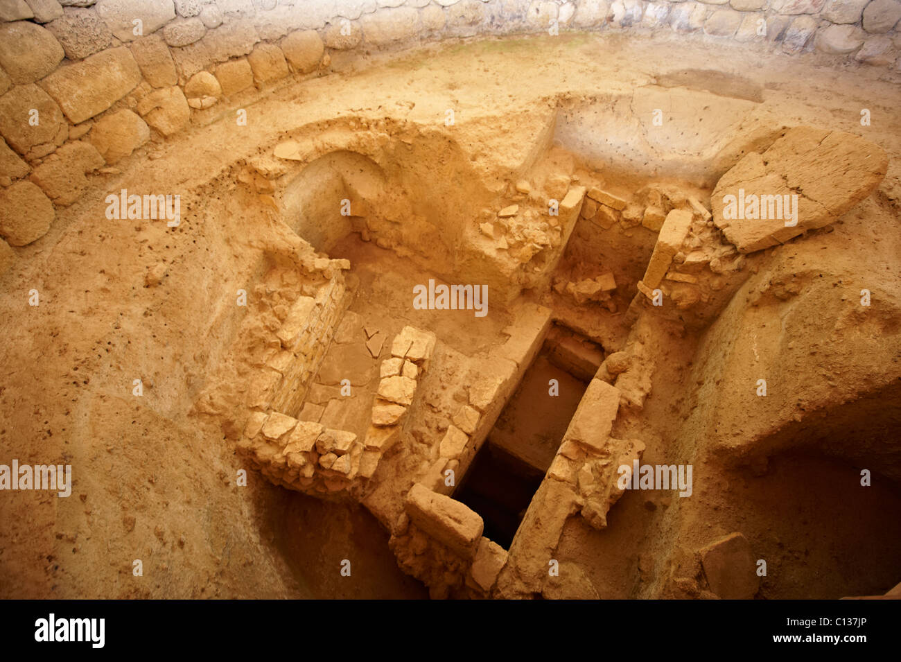 Mycenaean tholos tomb [ 1300 B.C ]. at the outskirts of the village Tzanata, near Poros in south-eastern Kefalonia, Ionia Stock Photo