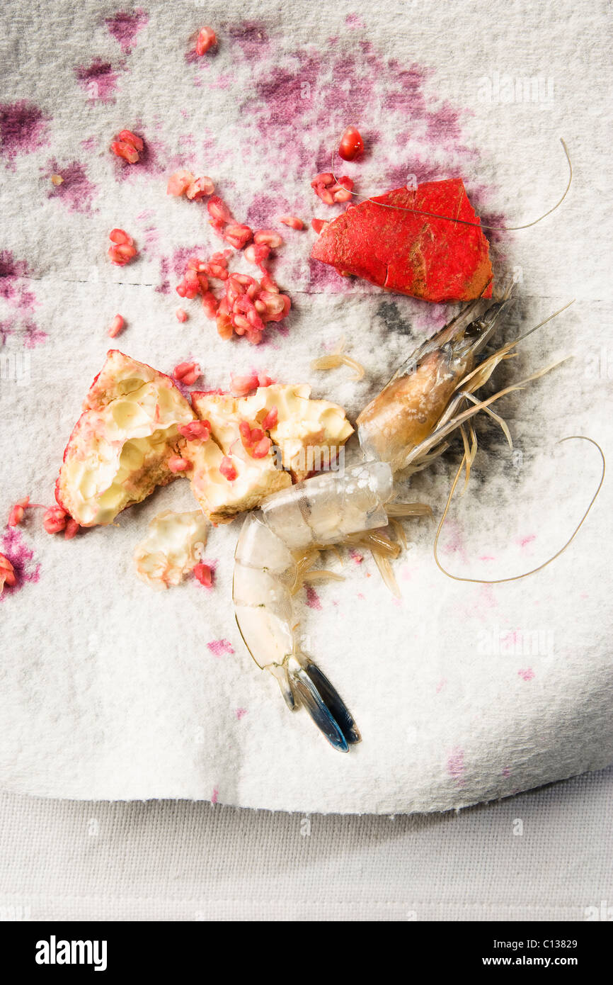 Cracked shrimp on napkin Stock Photo