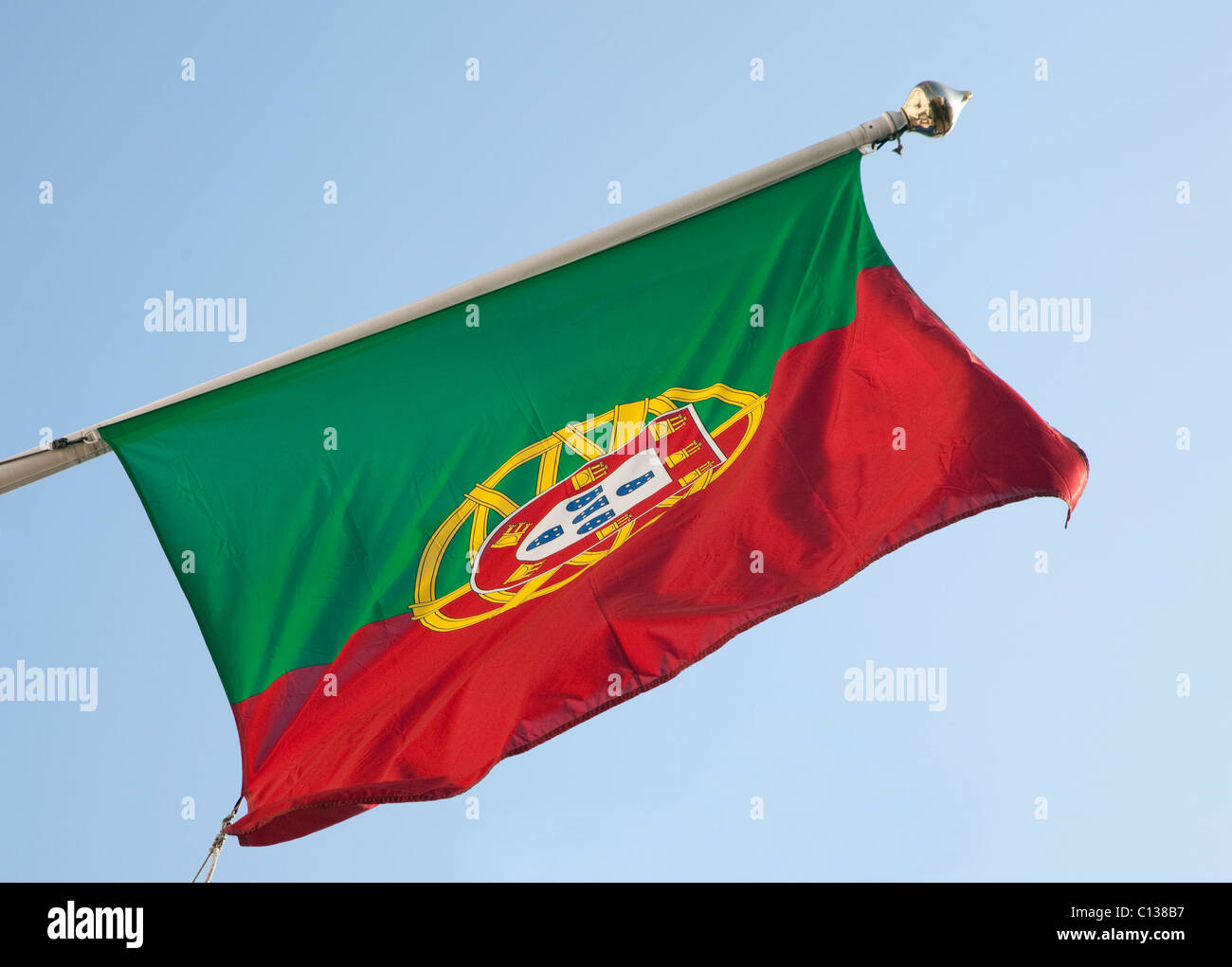 Portuguese flag flying outside London embassy Stock Photo