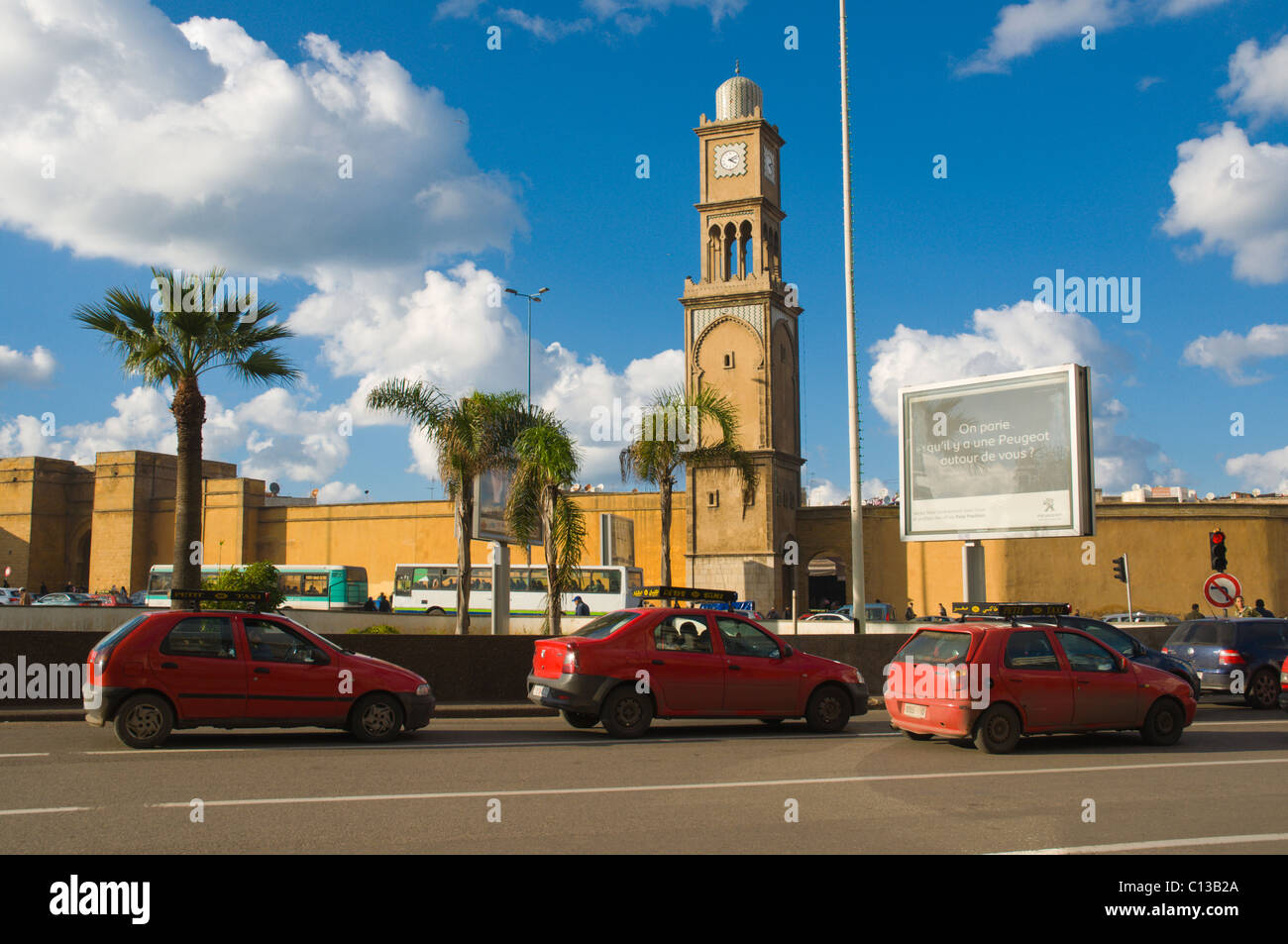 Petit taxis at Place des Nations Unies square central new town Casablanca central Morocco northern Africa Stock Photo