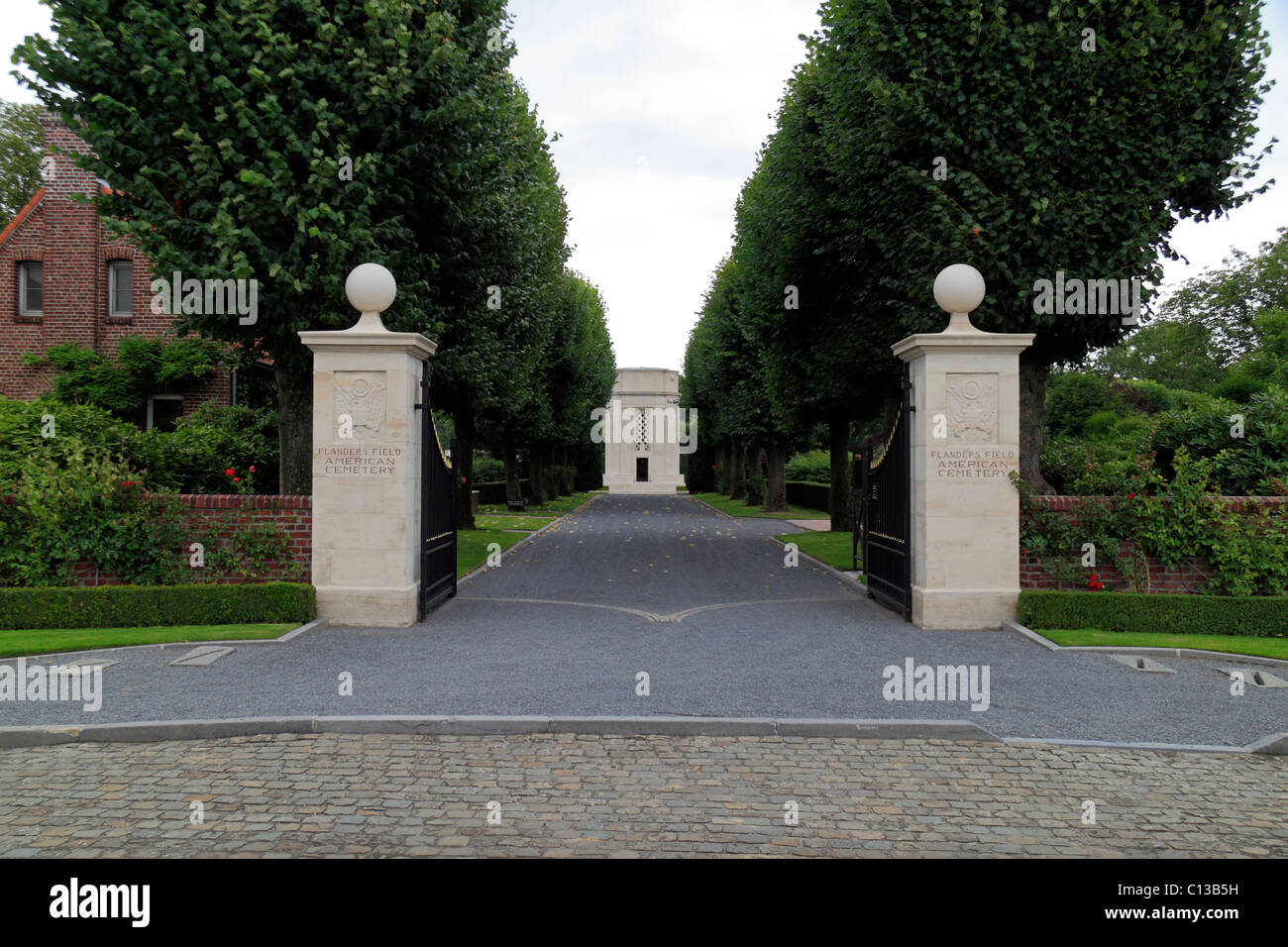 Main entrance to the Flanders Field American Cemetery and Memorial in Waregem, Belgium Stock Photo