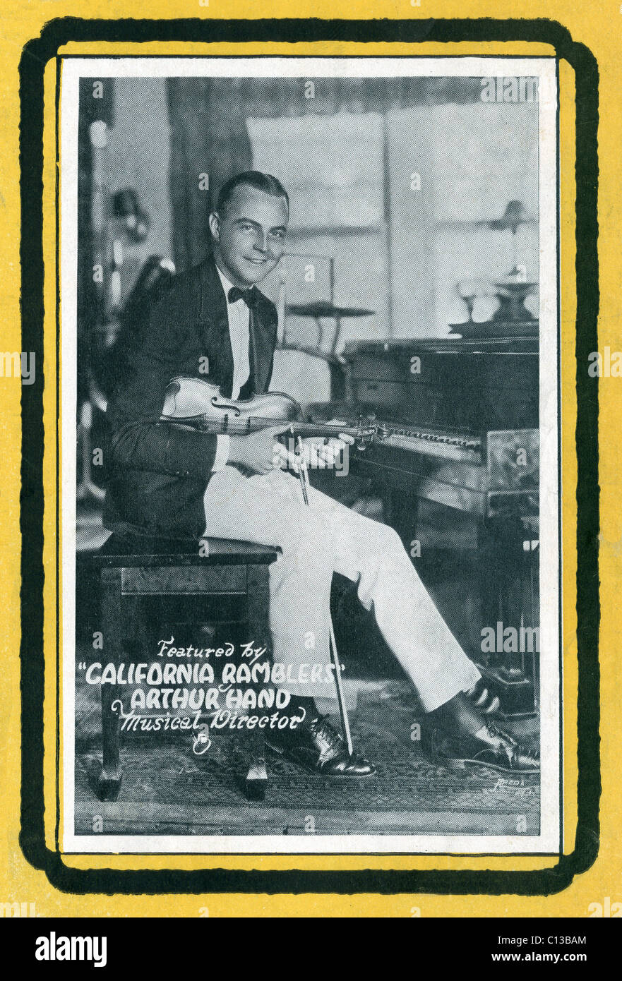 Arthur Hand, of the California Ramblers, circa 1920s. Stock Photo