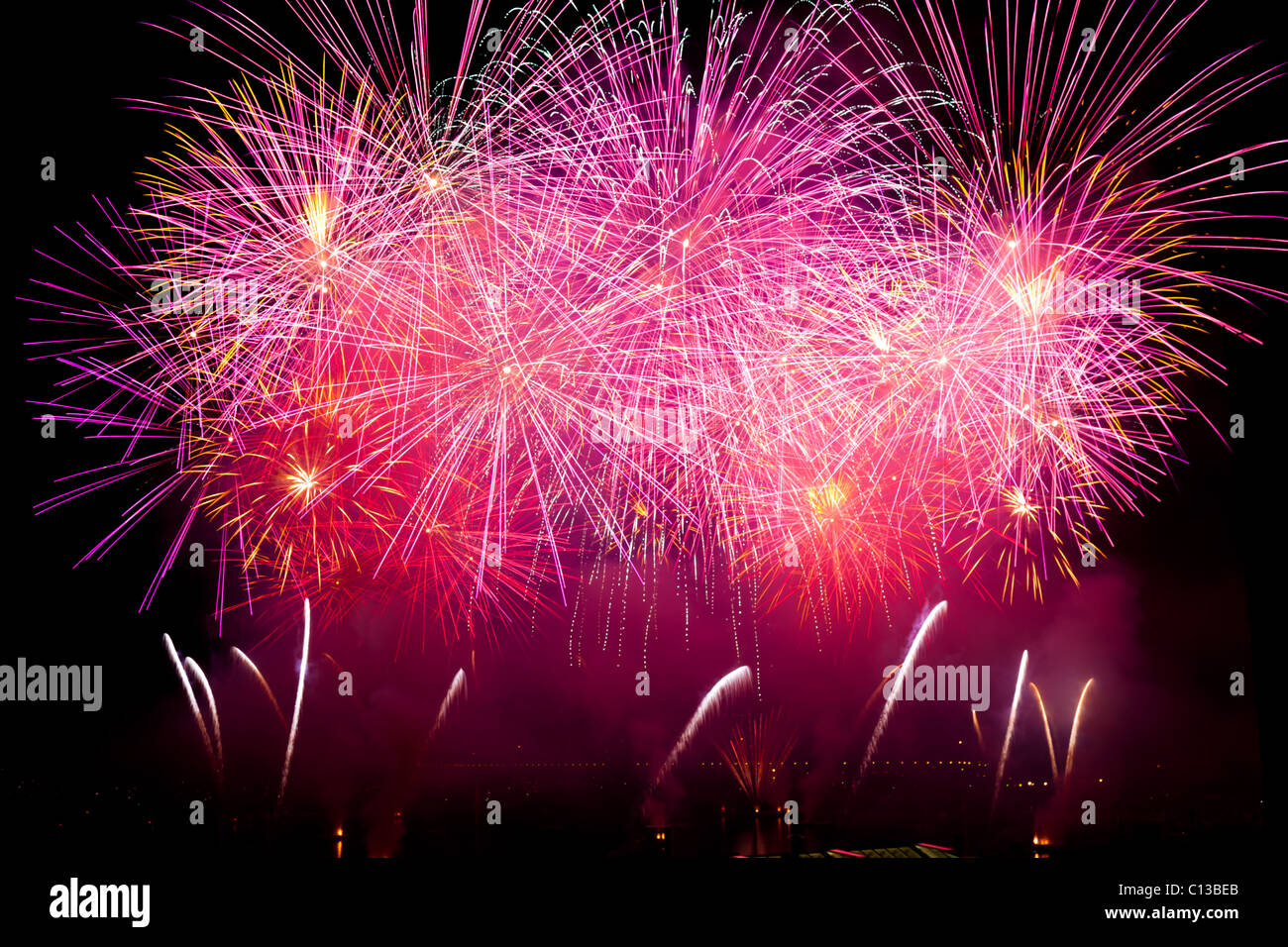 Switzerland Geneva fireworks Stock Photo Alamy