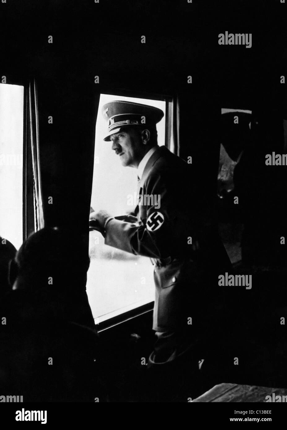 Adolf Hitler, on a 12-hour train trip through Italy, May 1938 Stock Photo