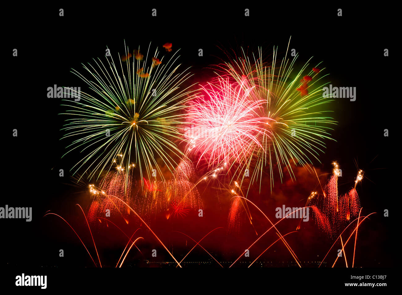Switzerland Geneva fireworks Stock Photo Alamy