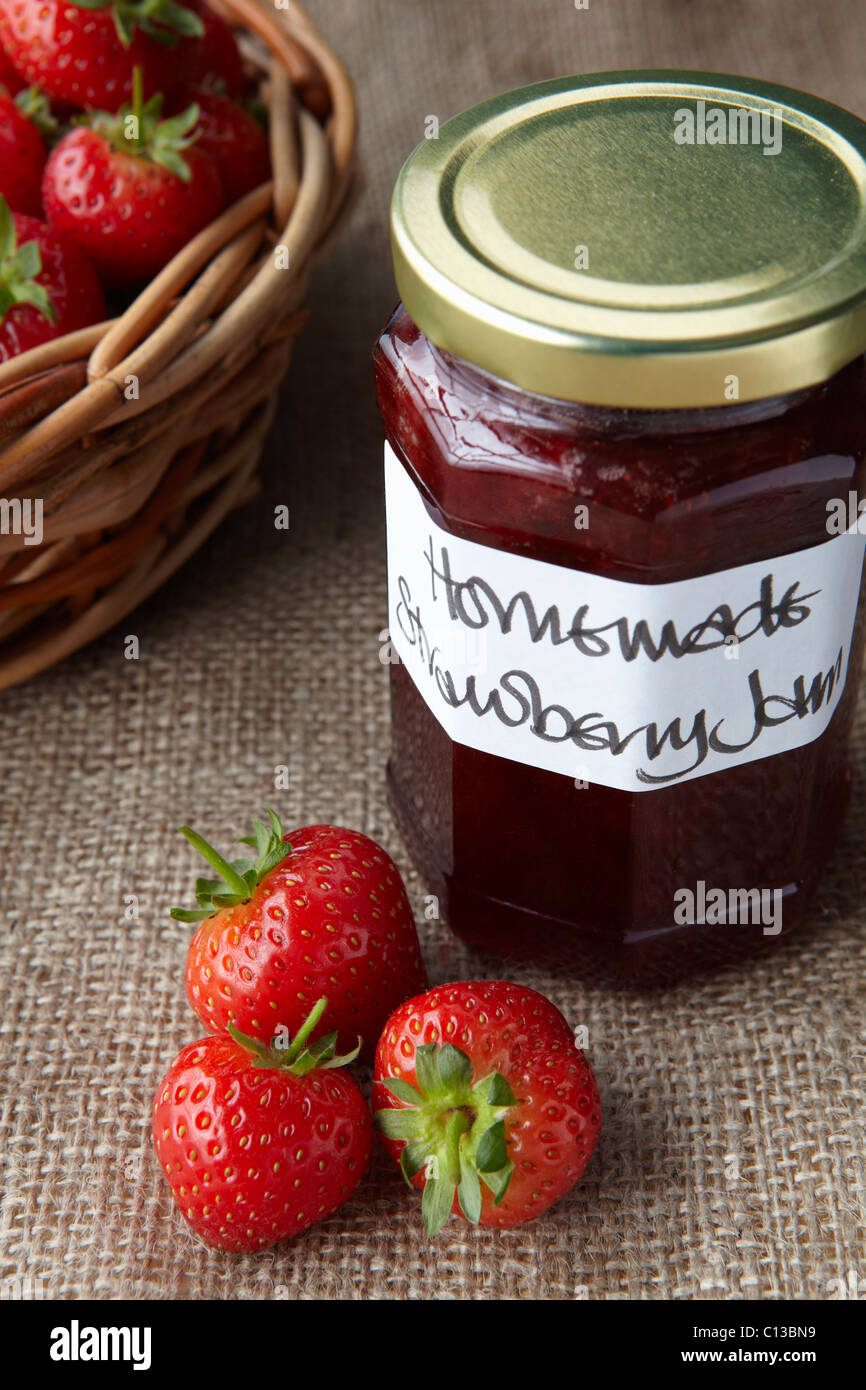 A still life of strawberry jam Stock Photo
