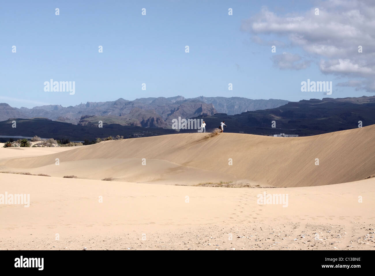 DUNAS DE MASPALOMAS. THE SAND DUNES OF MASPALOMAS. GRAN CANARIA. CANARY ISLAND. Stock Photo