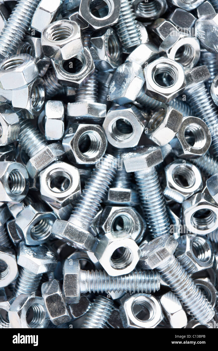 Close up of nuts and bolts Stock Photo